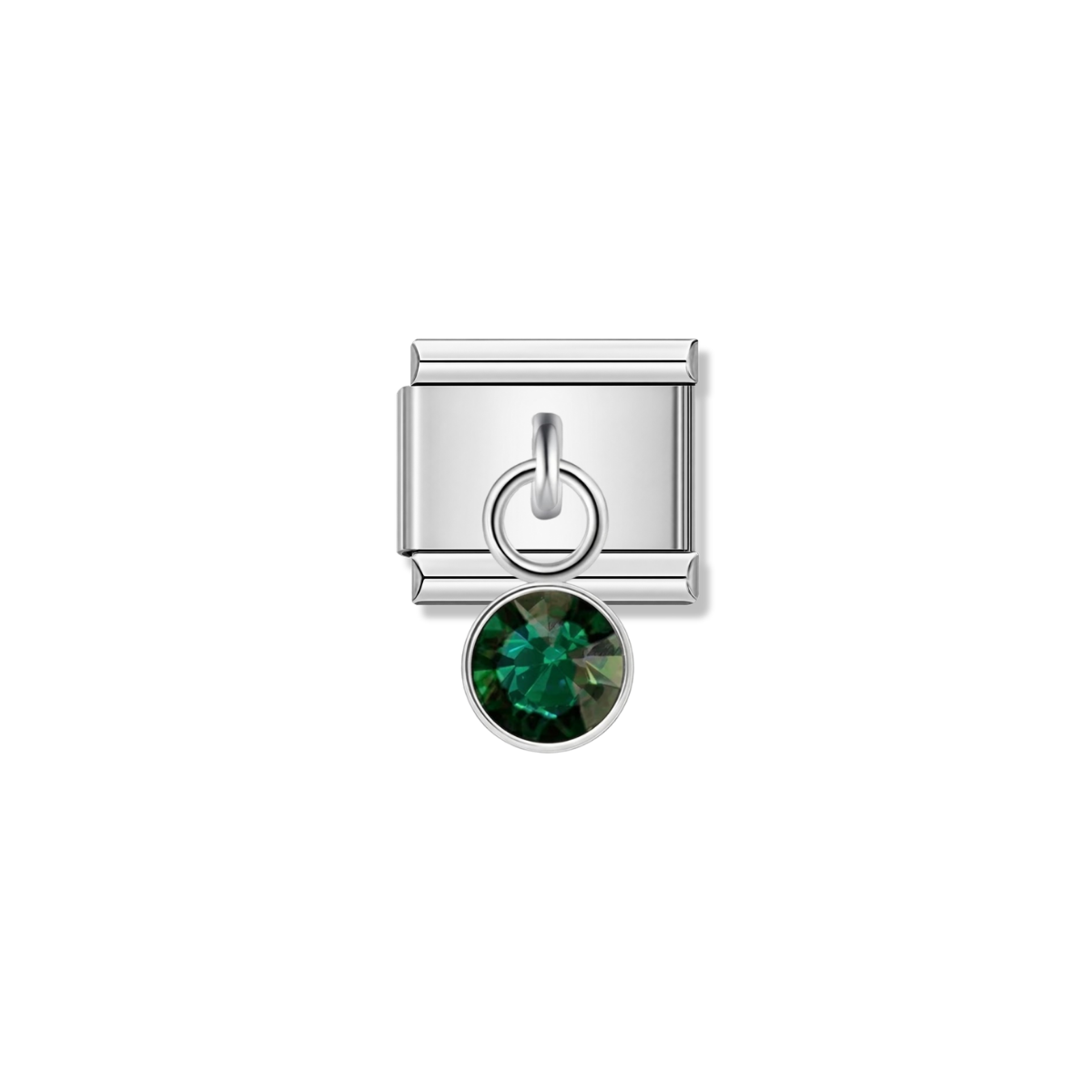 May Birthstone with CZ – silver Italian pendant charm by Italycharm