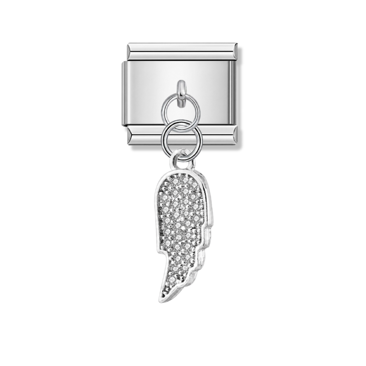 Wing Shiny with CZ – silver Italian pendant charm by Italycharm