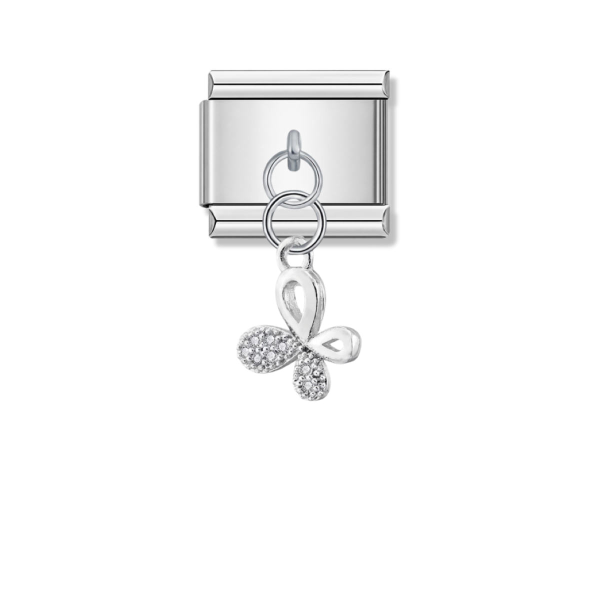 Little Sparkling Butterfly with CZ – silver Italian pendant charm by Italycharm