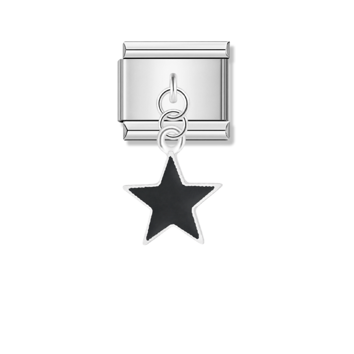 Solid Black Star – silver Italian pendant charm by Italycharm