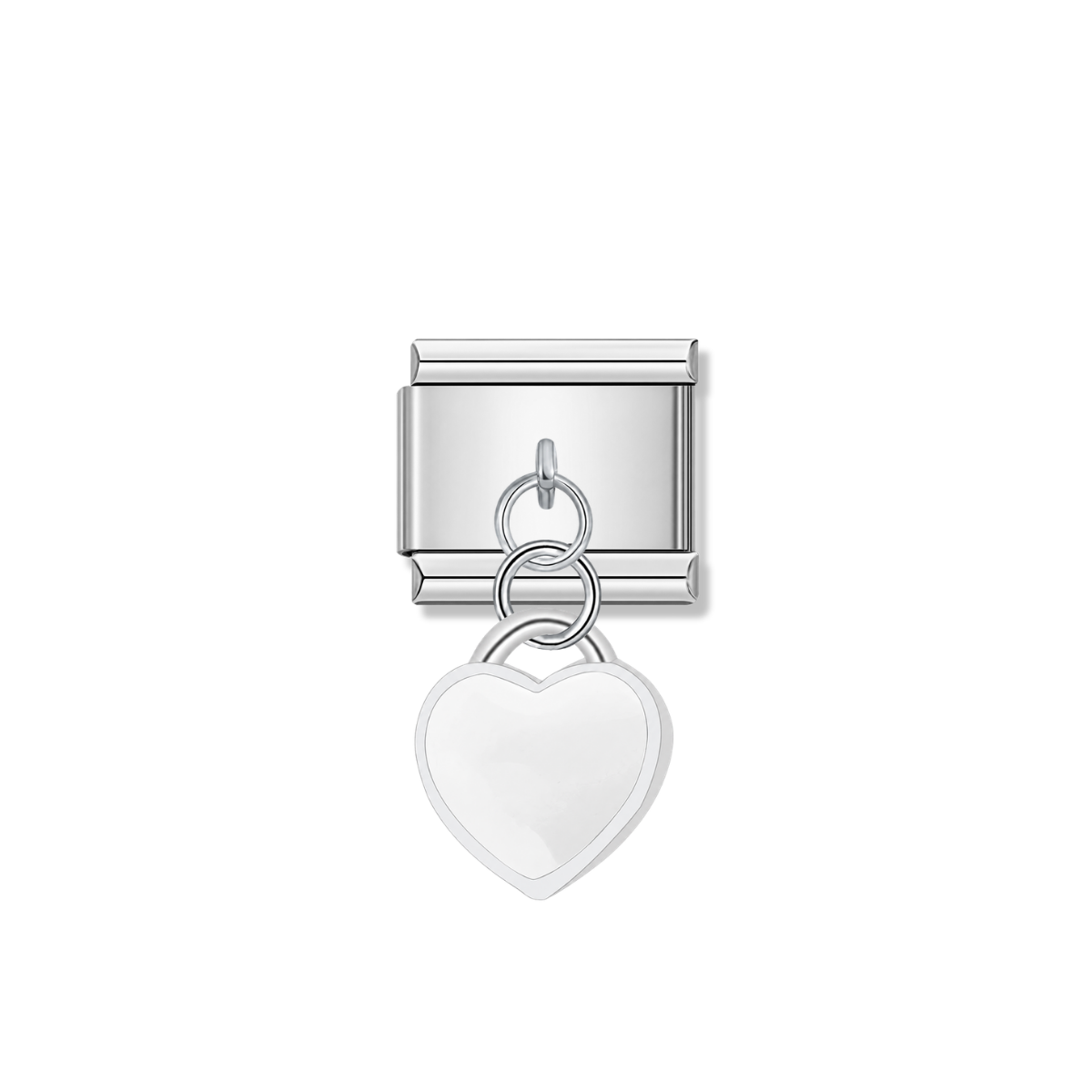 White Heart – Silver Italian Pendant Charm – Italian charm by Italycharm