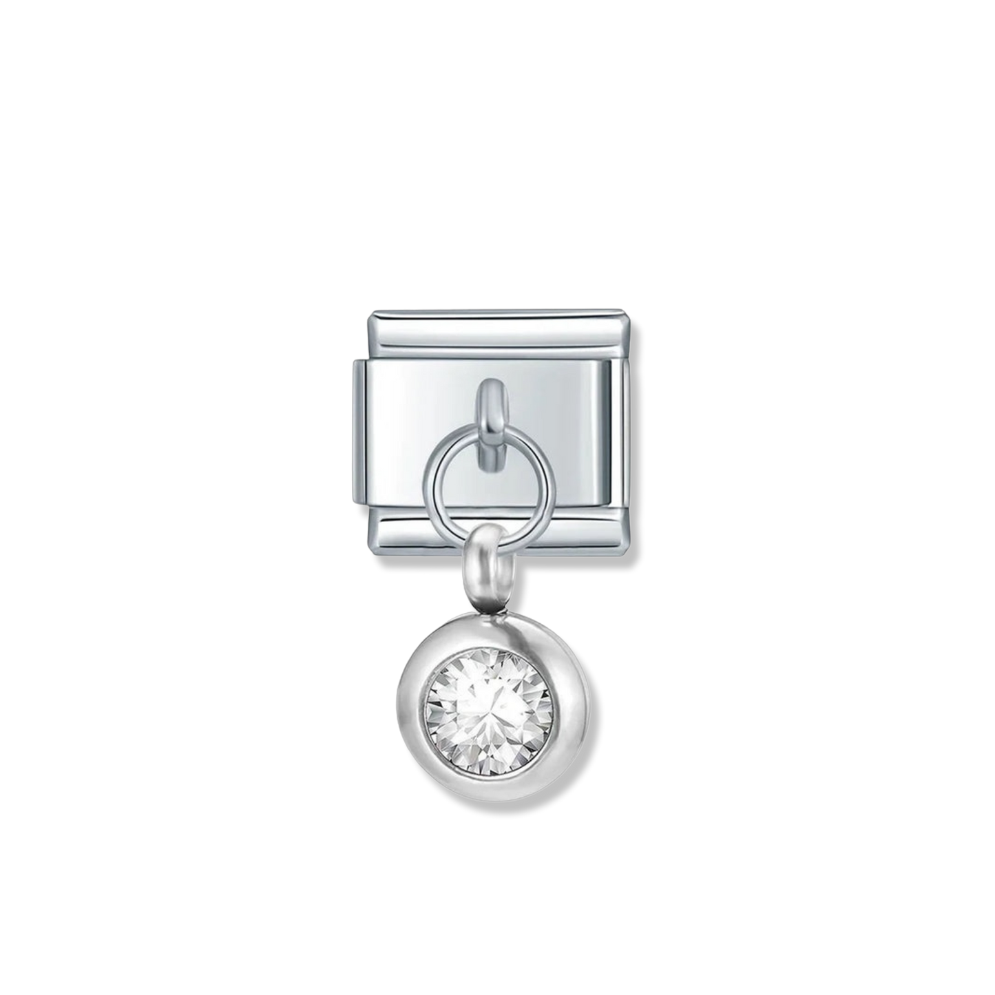 April Birthstone Drop - Silver Pendant Charm