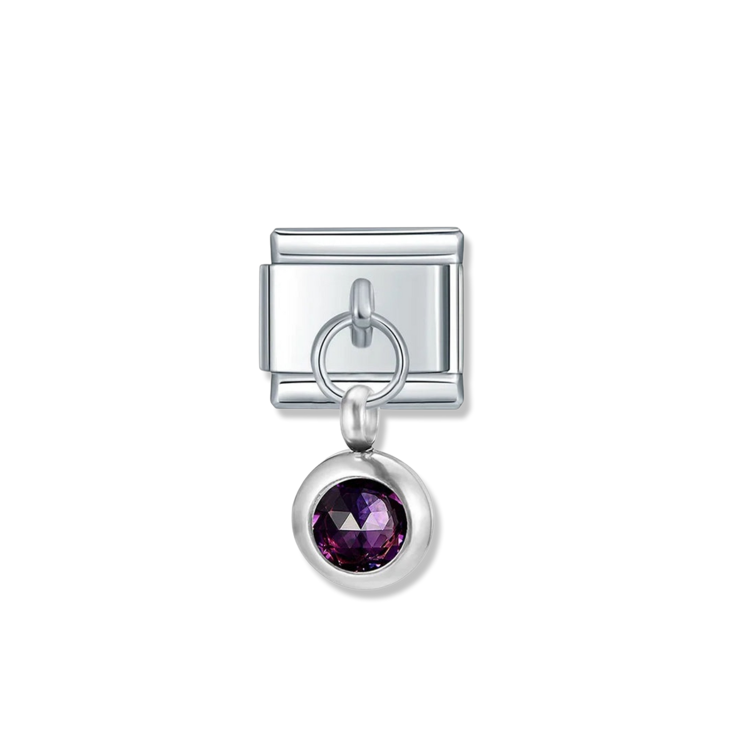 February Birthstone Drop - Silver Pendant Charm