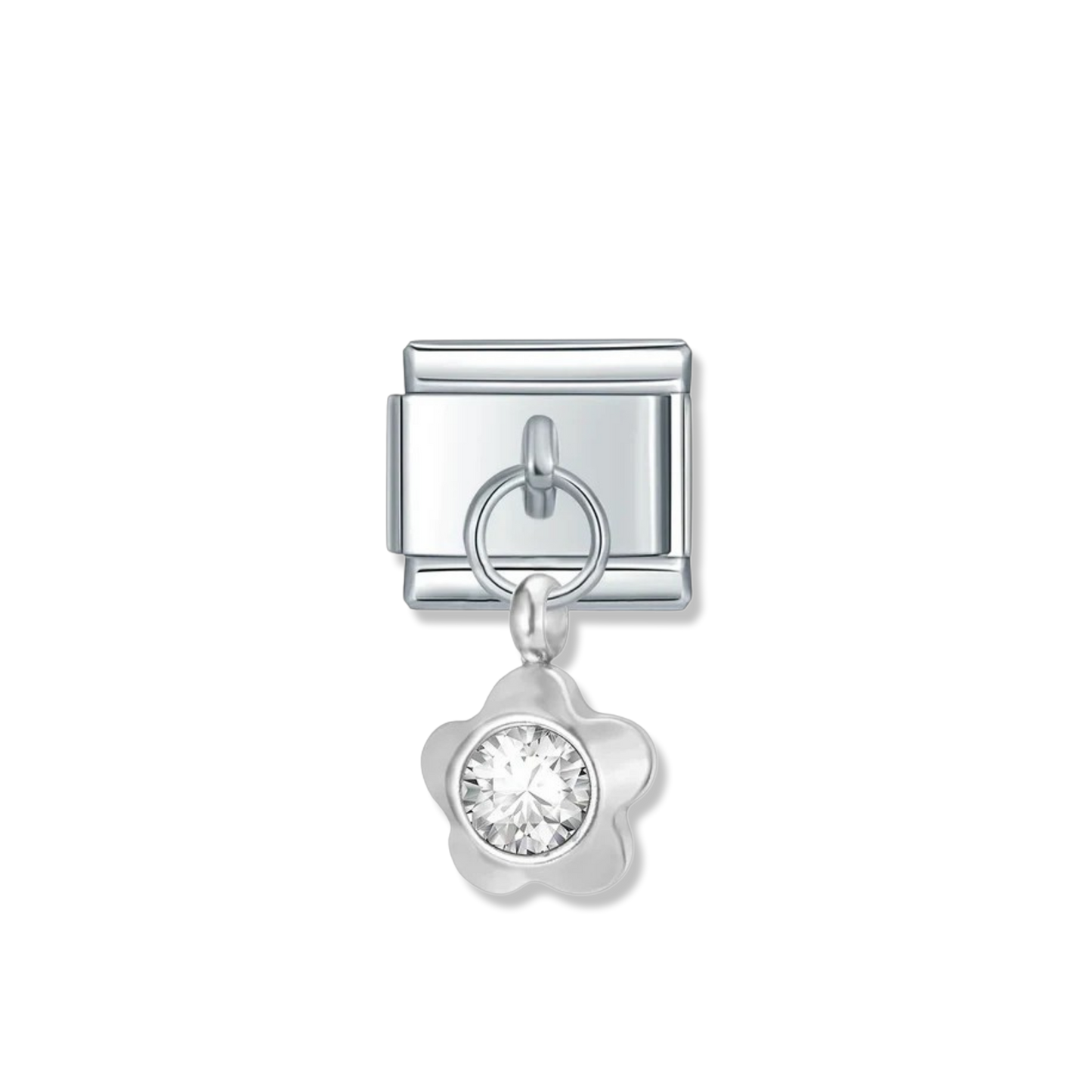 April Birthstone Flower - Silver Pendant Charm