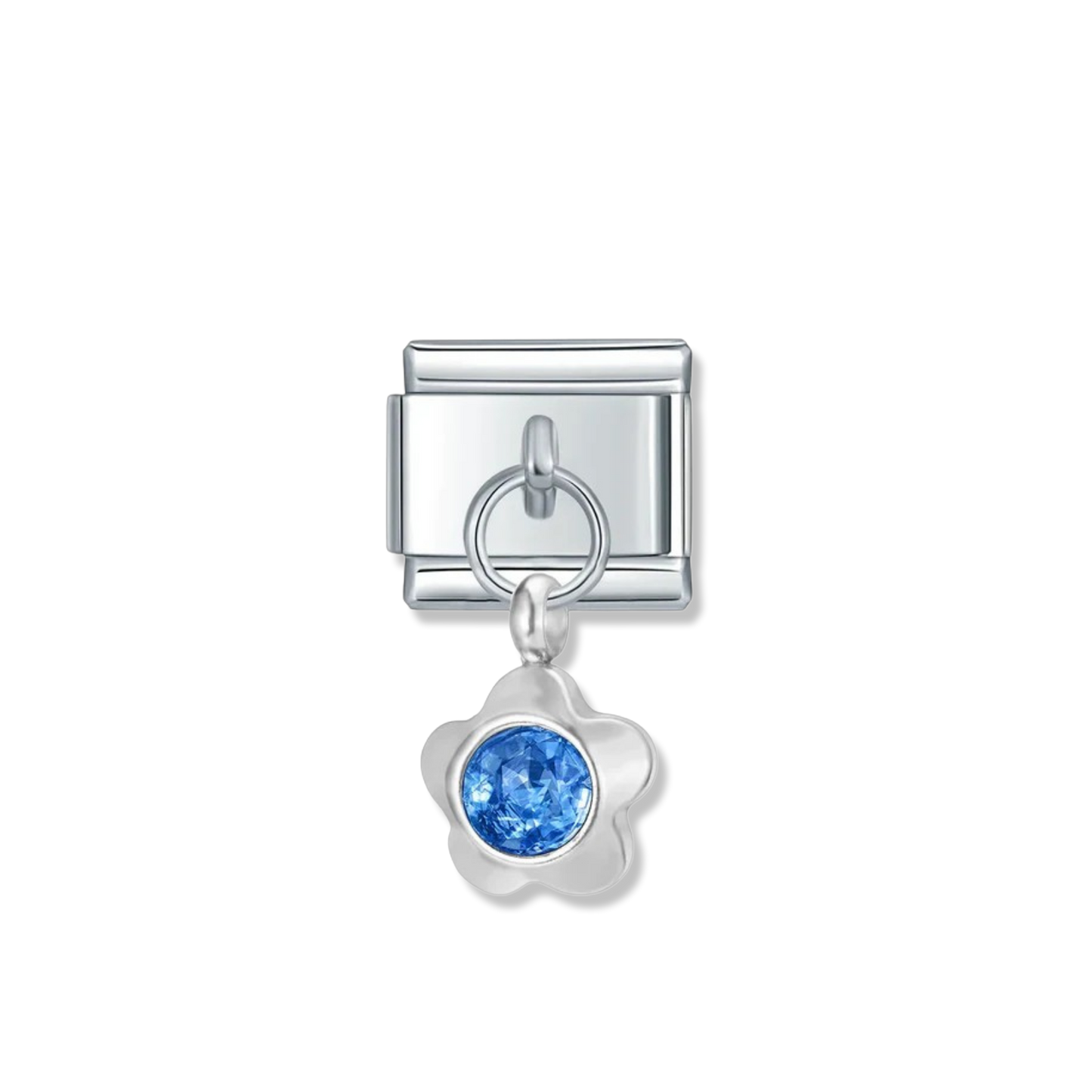 March Birthstone Flower - Silver Pendant Charm
