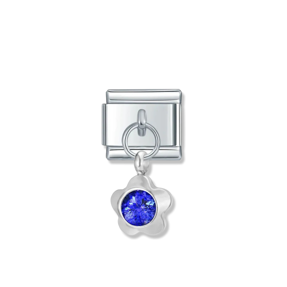 September Birthstone Flower - Silver Pendant Charm