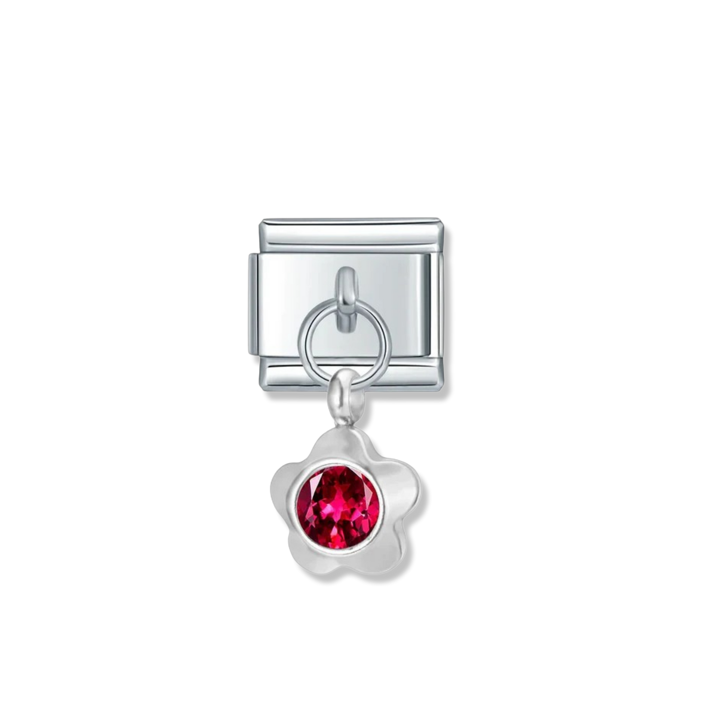 January Birthstone Flower - Silver Pendant Charm