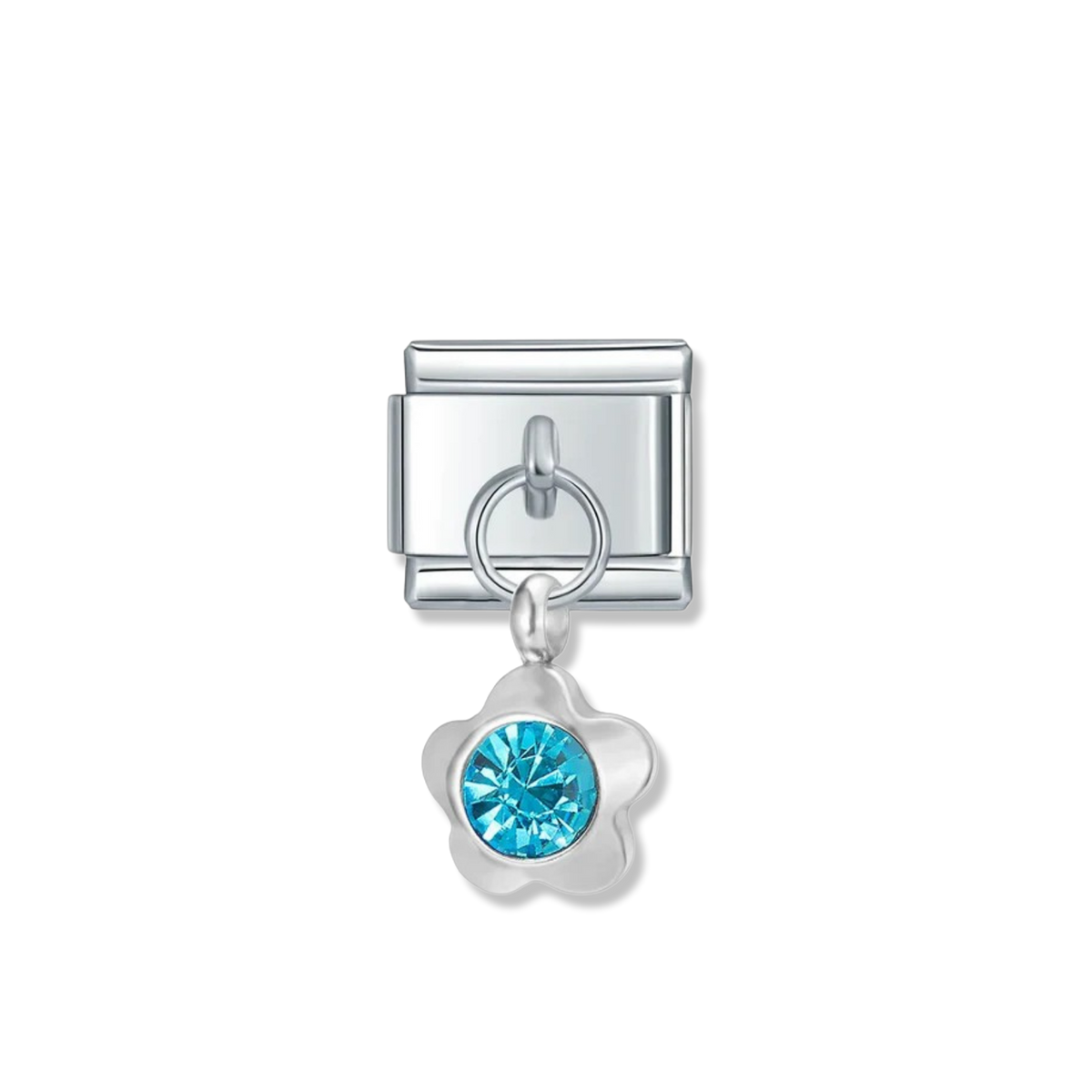 December Birthstone Flower - Silver Pendant Charm