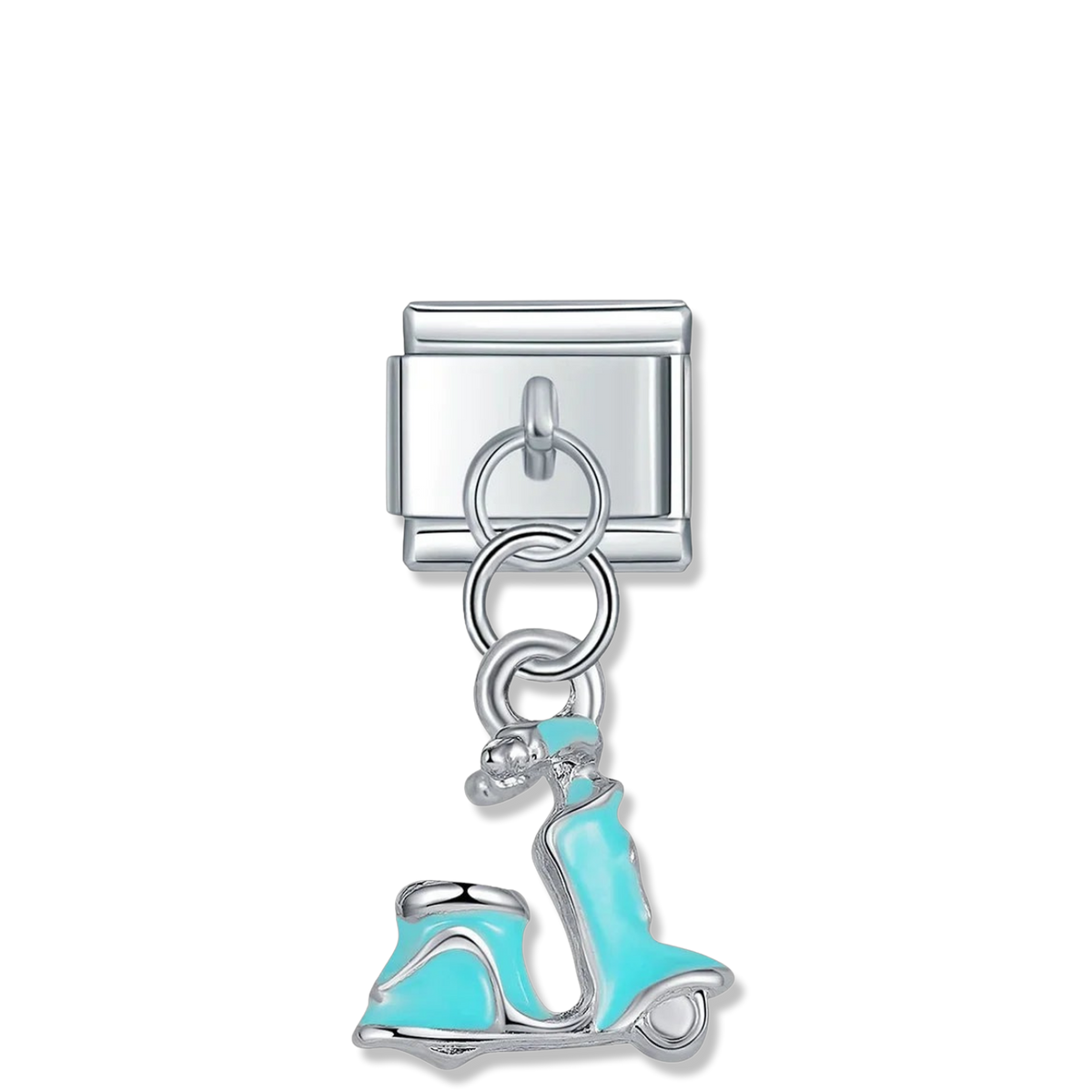 Blue Vespa Scooter - Silver Pendant Charm