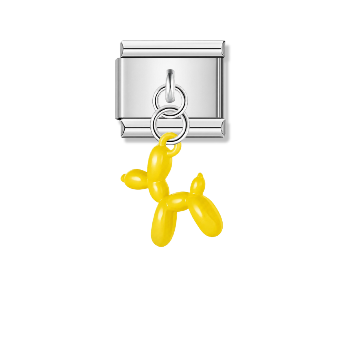 Yellow Balloon Dog – silver Italian pendant charm by Italycharm