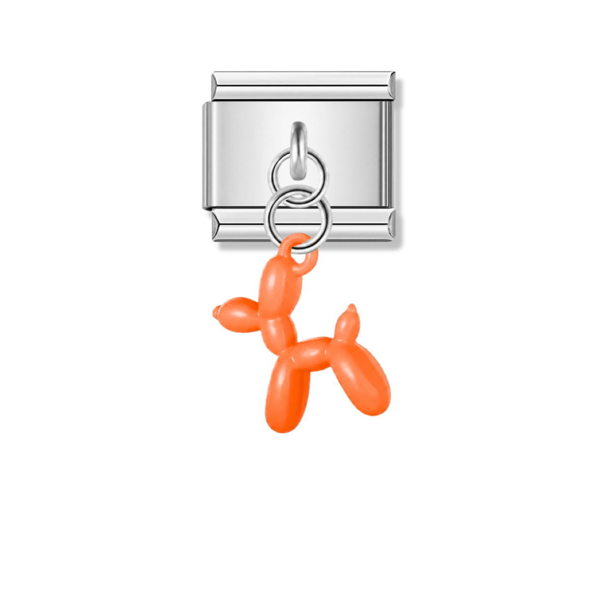 Orange Balloon Dog – silver Italian pendant charm by Italycharm