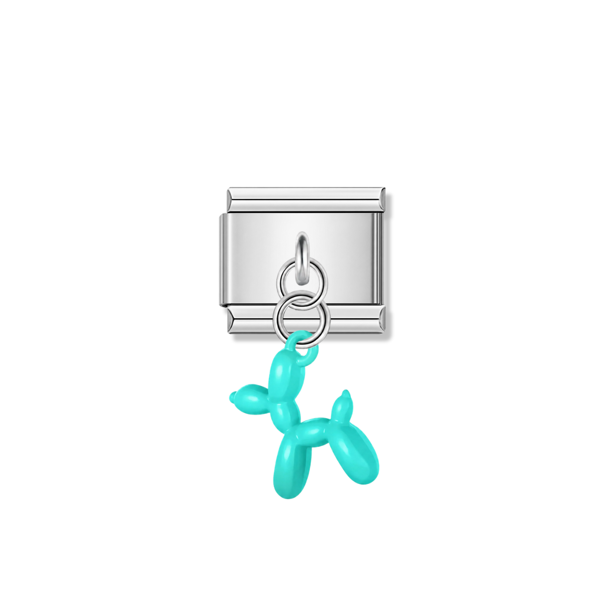 Tiffany Blue Balloon Dog – silver Italian pendant charm by Italycharm