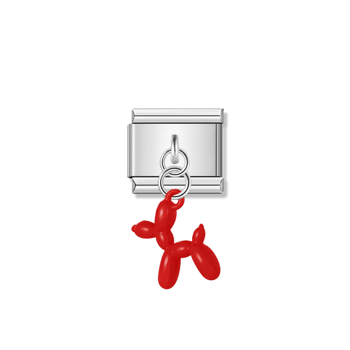 Red Balloon Dog – silver Italian pendant charm by Italycharm
