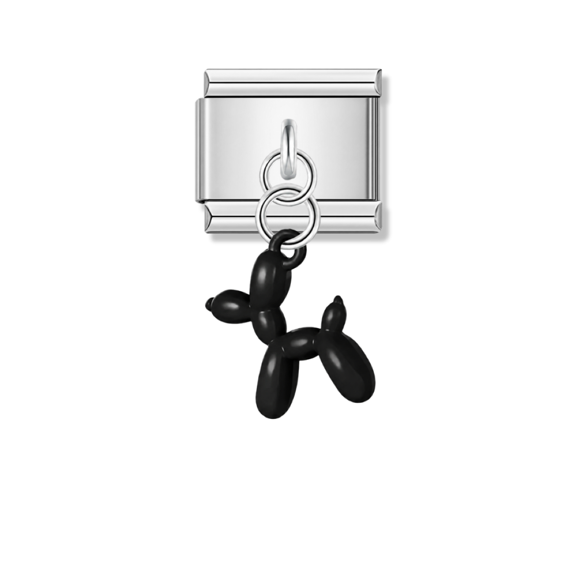 Black Balloon Dog – silver Italian pendant charm by Italycharm