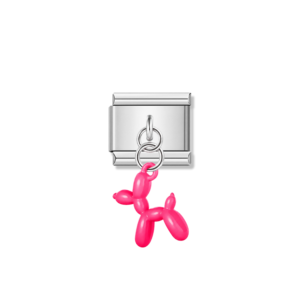 Hot Pink Balloon Dog – silver Italian pendant charm by Italycharm