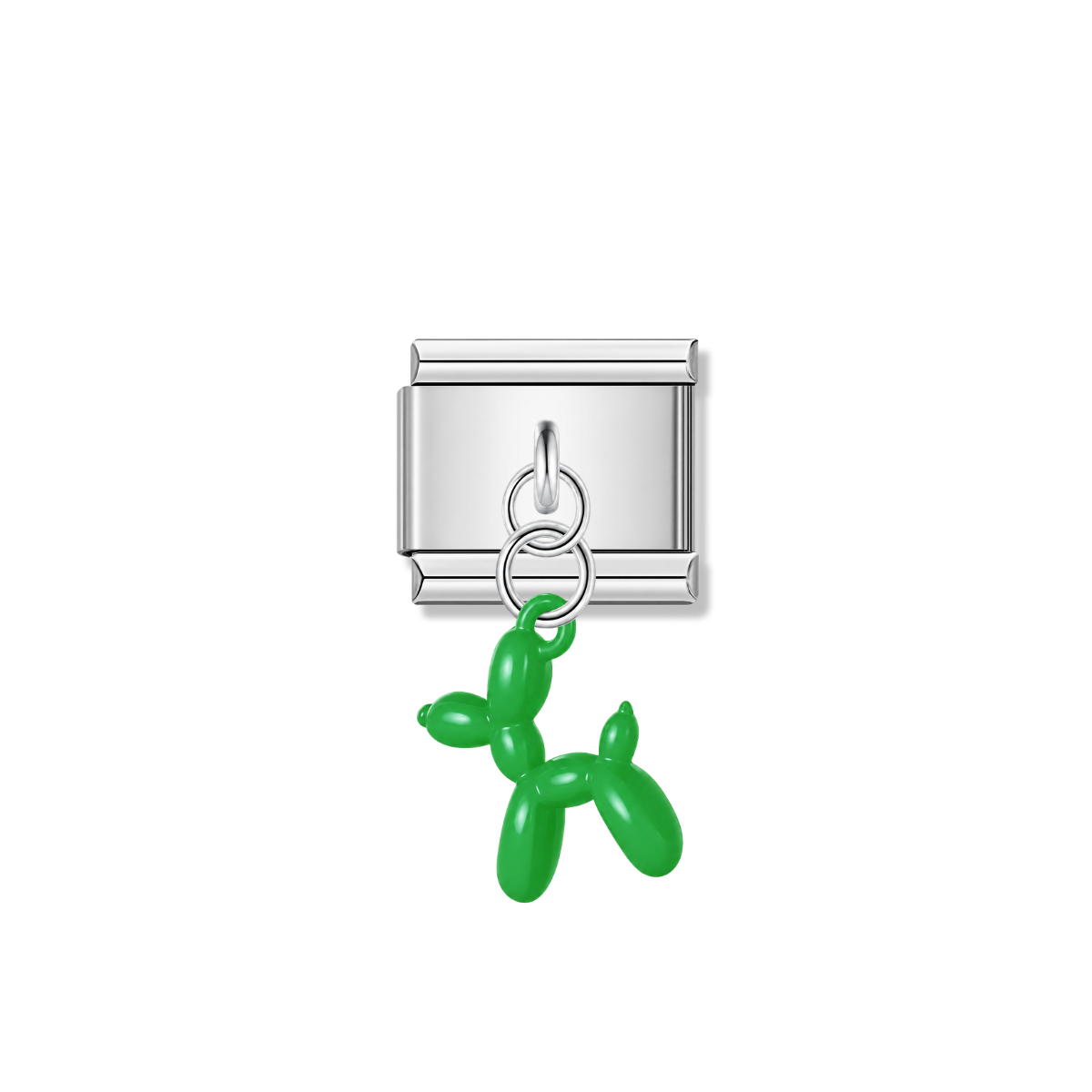 Green Balloon Dog – silver Italian pendant charm by Italycharm