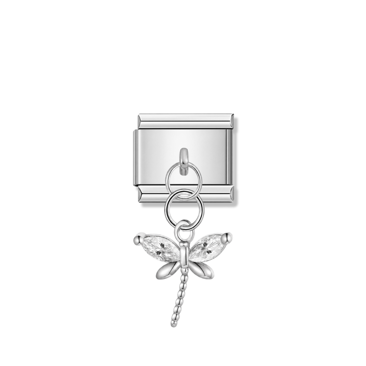 Crystal Dragonfly – silver Italian pendant charm by Italycharm