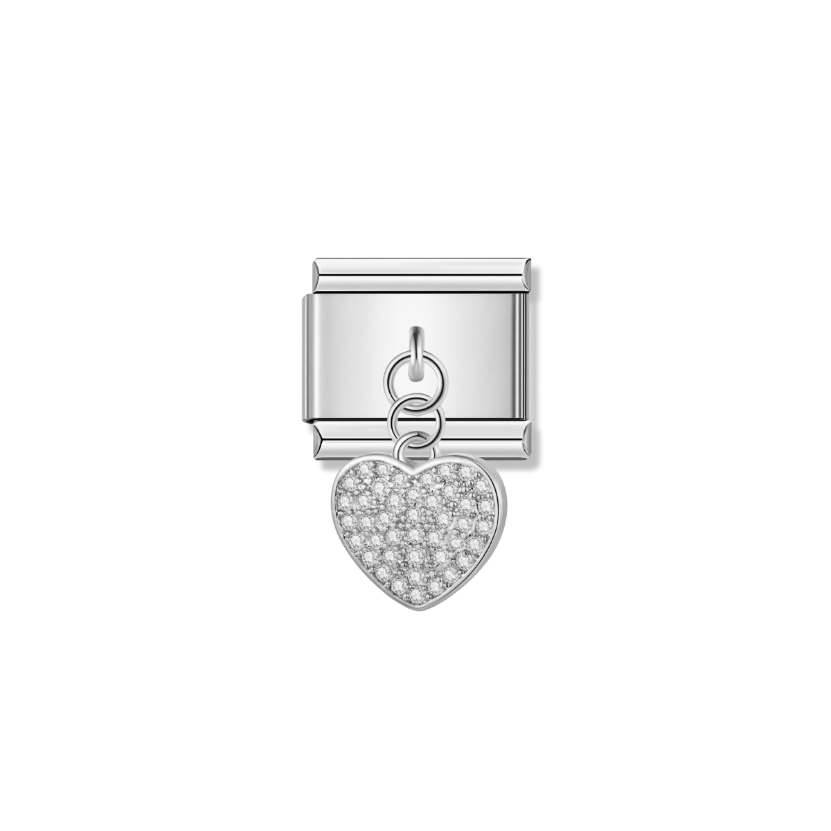 Sparkling Heart with CZ – silver Italian pendant charm by Italycharm