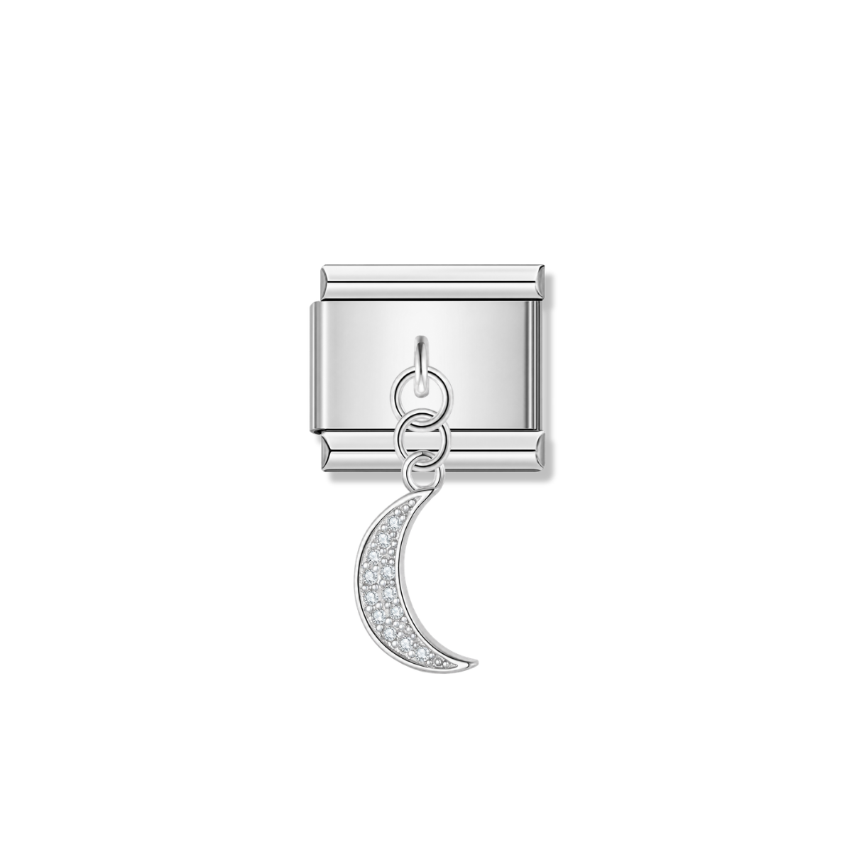 Crescent Moon with CZ – silver Italian pendant charm by Italycharm