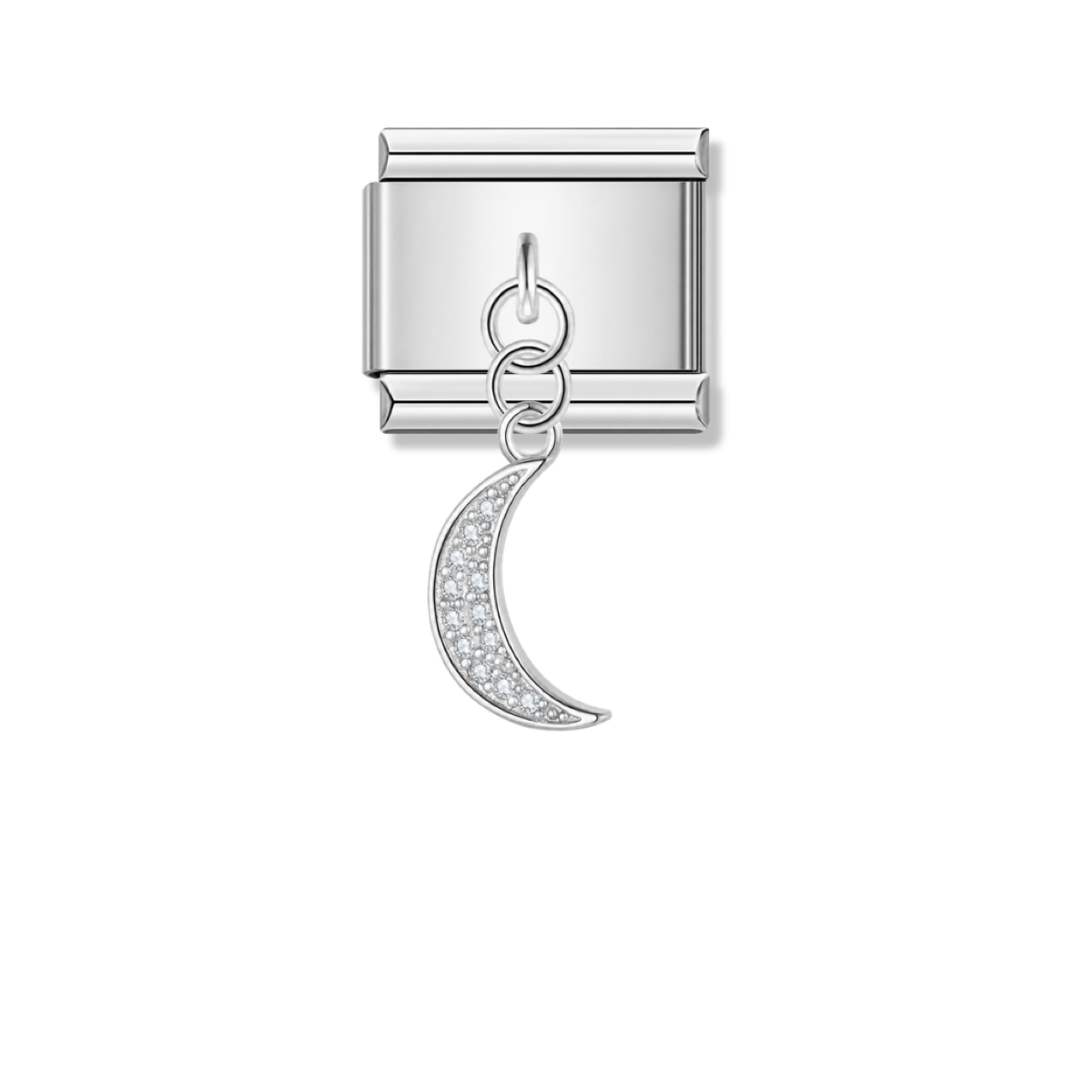 Crescent Moon with CZ – silver Italian pendant charm by Italycharm
