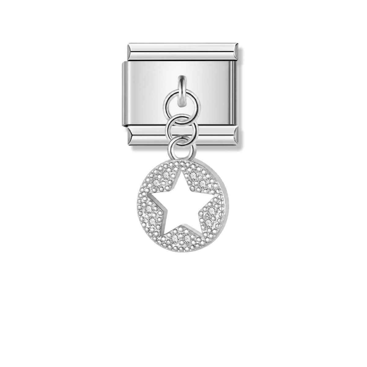Sparkling Star with CZ – silver Italian pendant charm by Italycharm