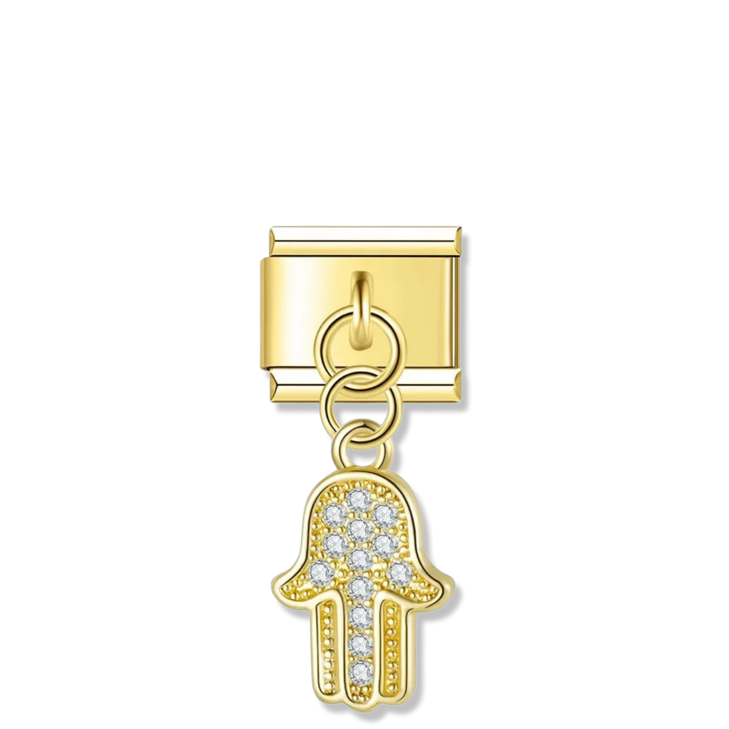 Sparkling Hamsa Hand - Gold Pendant Charm