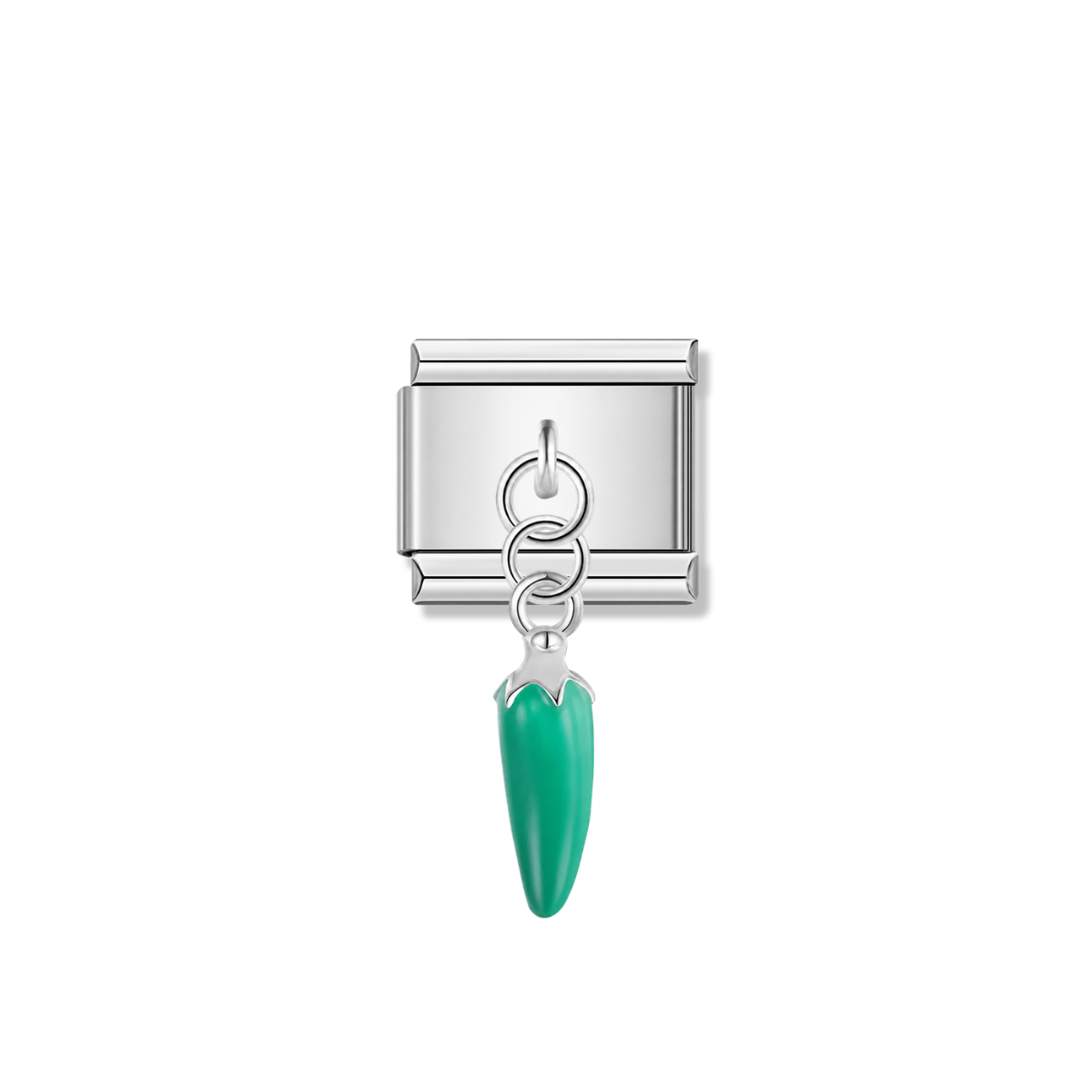 Green Pepper – silver Italian pendant charm by Italycharm