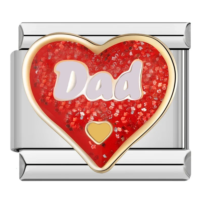 Dad Sparkling Heart - Silver Charm