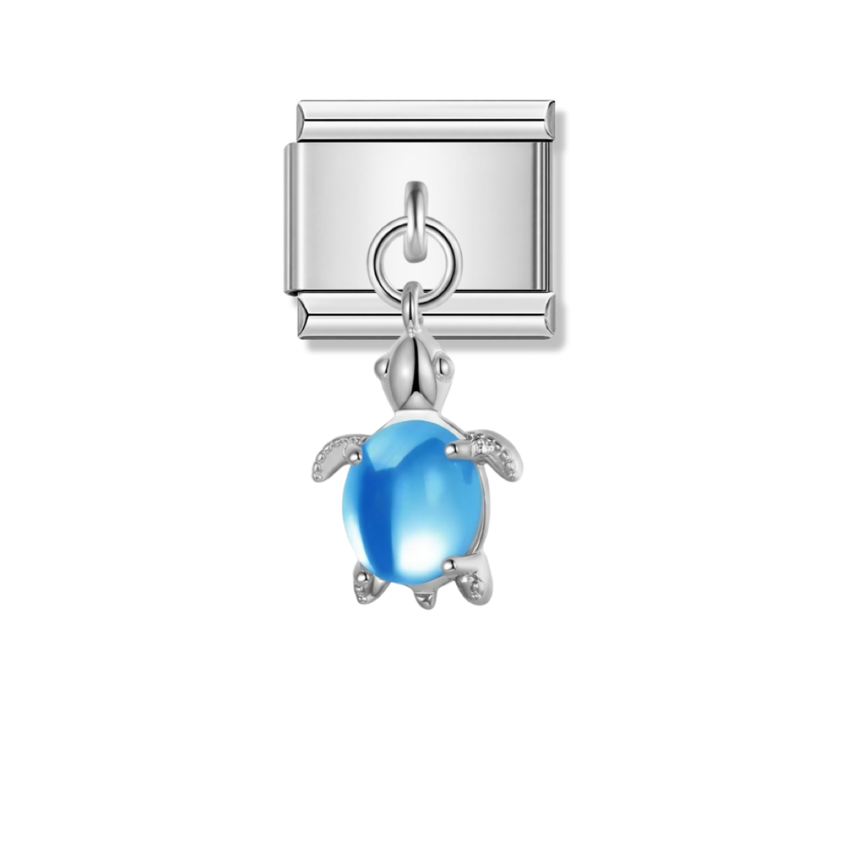 Lovely Blue Turtle – silver Italian pendant charm by Italycharm