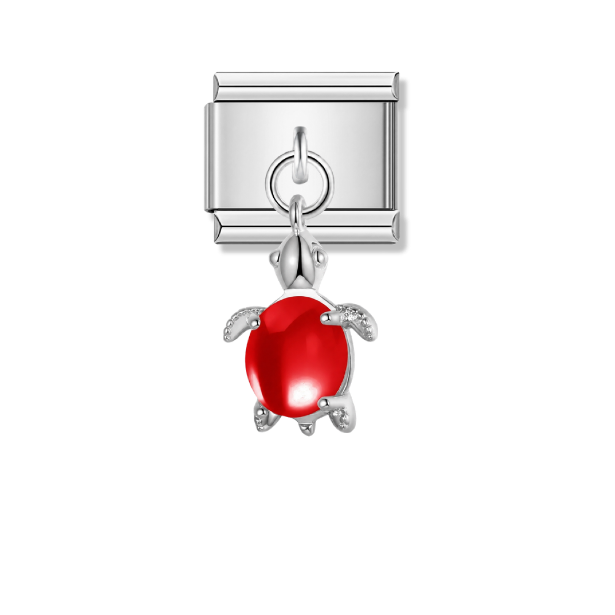Lovely Red Turtle – silver Italian pendant charm by Italycharm