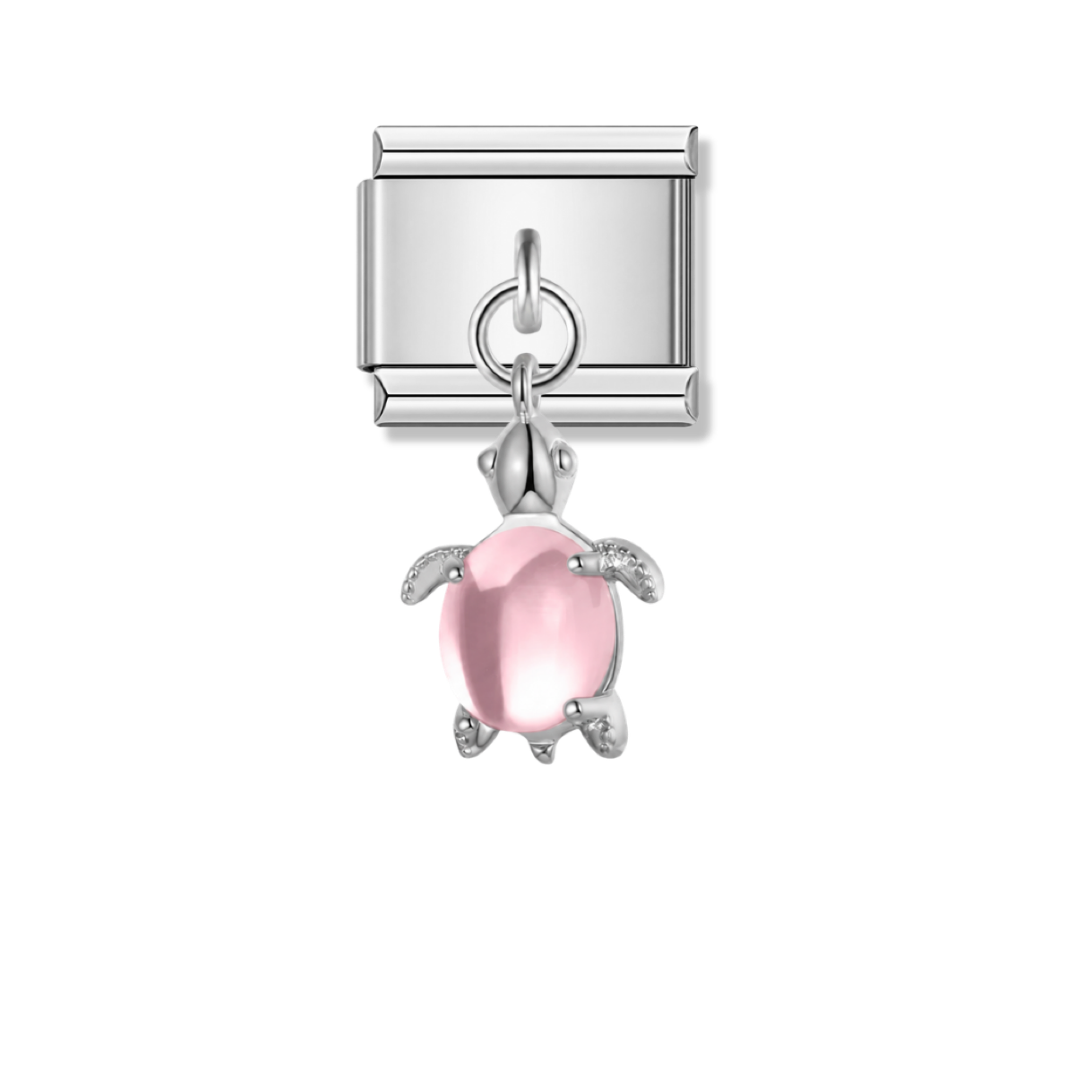 Lovely Pink Turtle – silver Italian pendant charm by Italycharm