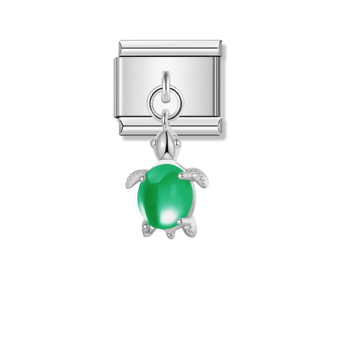 Lovely Green Turtle – silver Italian pendant charm by Italycharm