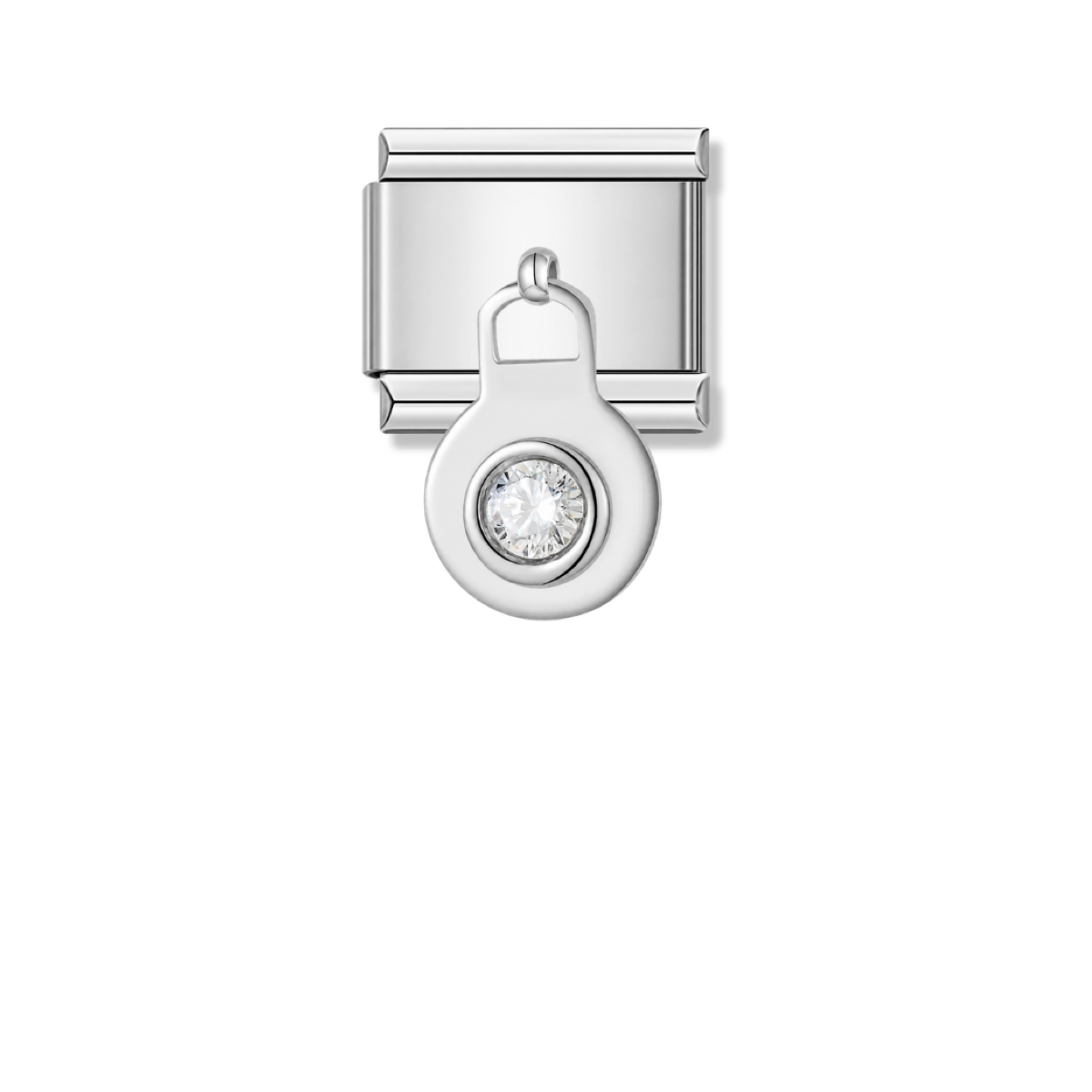 Dots with Sparkling White Stone – silver Italian pendant charm by Italycharm