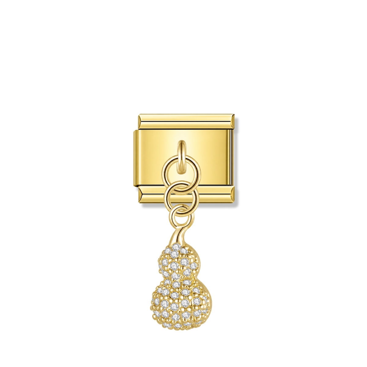 Dazzling Prosperity Gourd with CZ – gold Italian pendant charm by Italycharm
