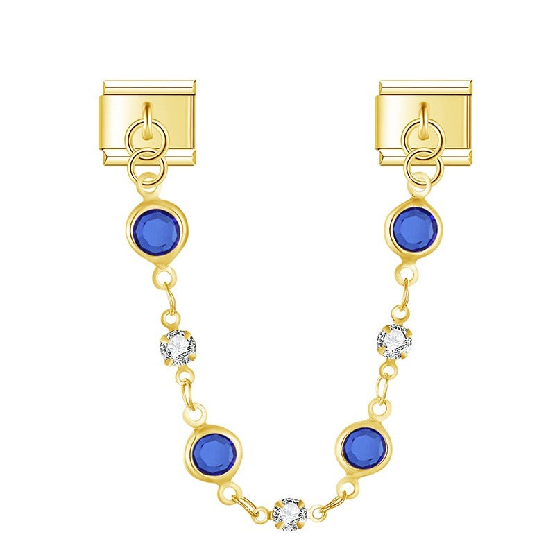 Deep Blue Valeria With CZ - Gold Chain Charm