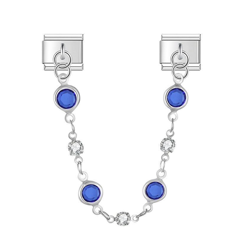 Deep Blue Valeria With CZ - Silver Chain Charm