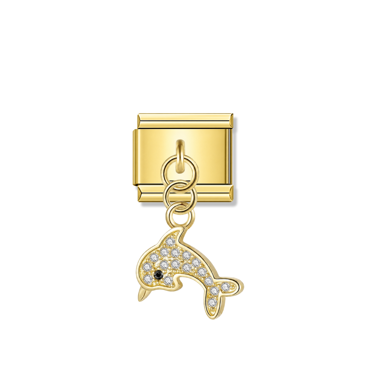 Dolphin with CZ – gold Italian pendant charm by Italycharm