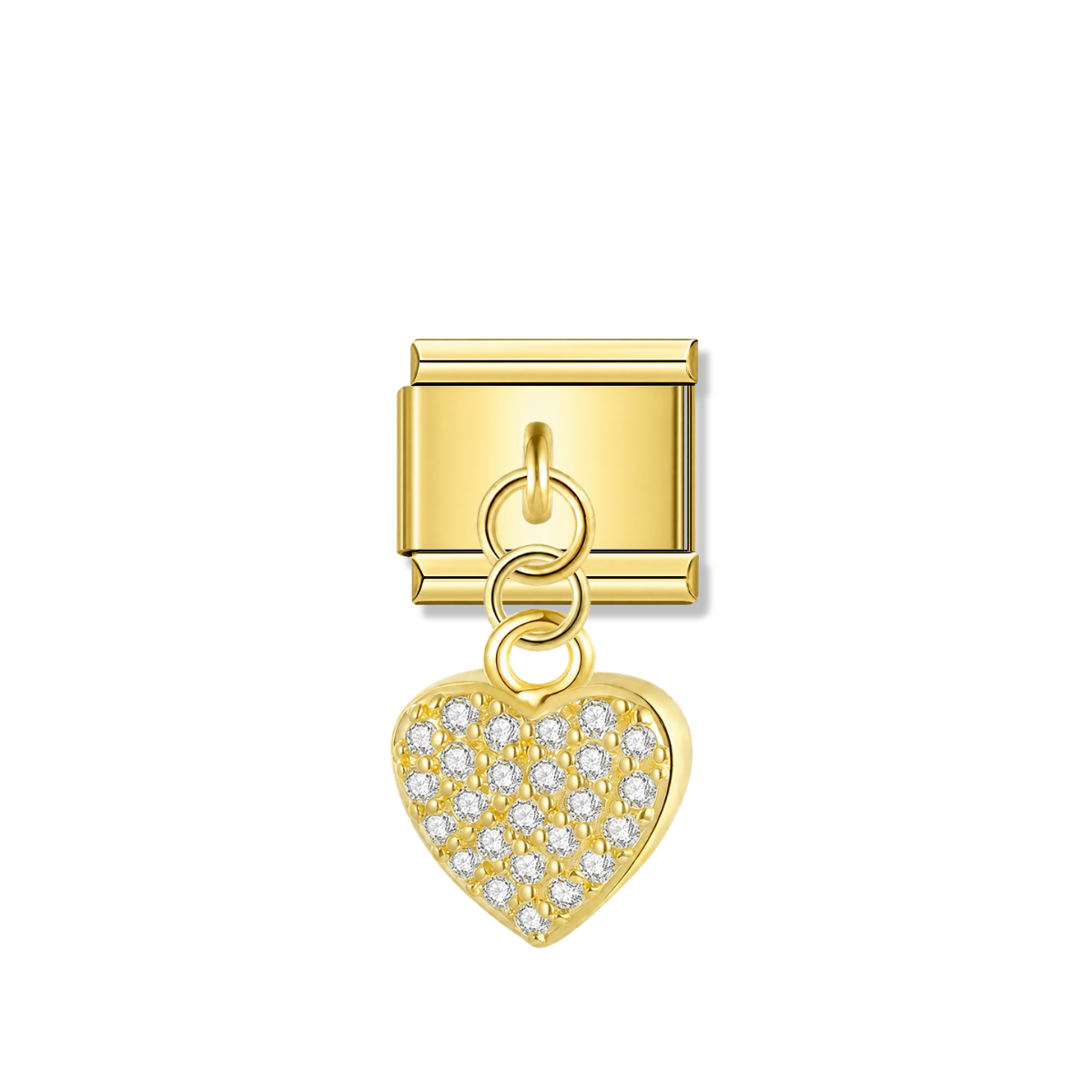 Elegant Heart with CZ – gold Italian pendant charm by Italycharm