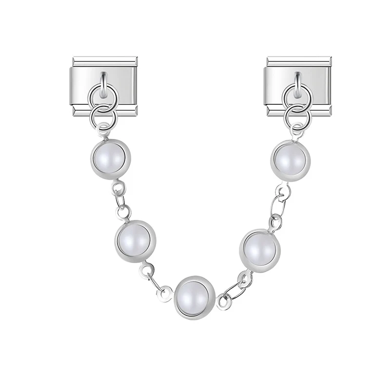 Elegant Pearls - Silver Chain Charm