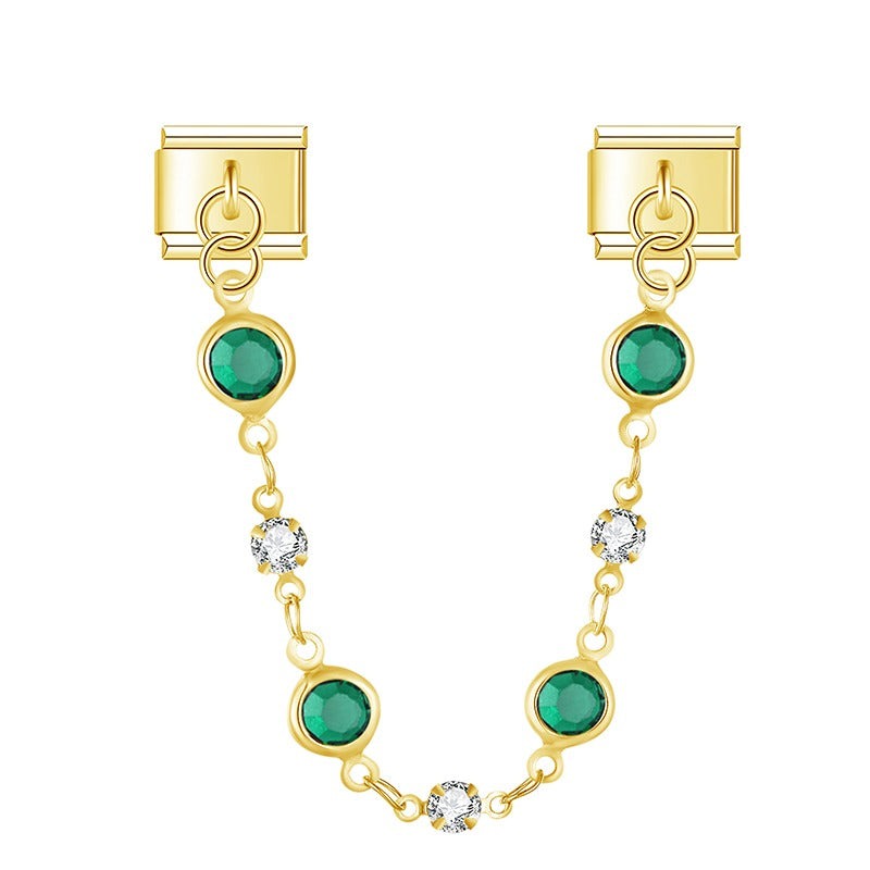Emerald Valeria With CZ - Gold Chain Charm