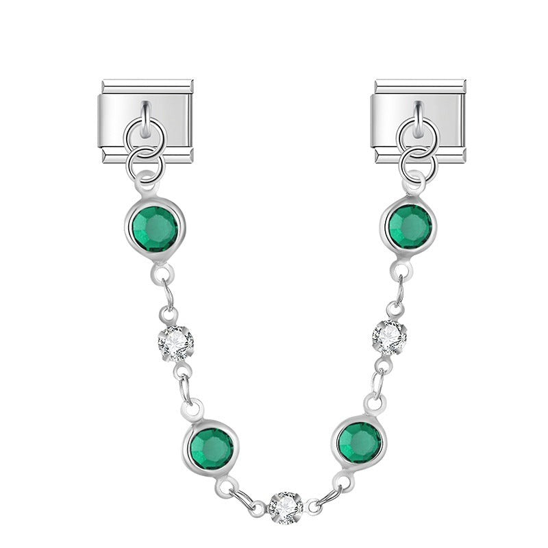 Emerald Valeria With CZ - Silver Chain Charm