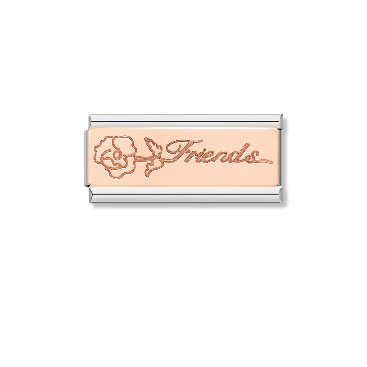Friends with Flower - Silver Rose Bar Charm – Italian charm by Italycharm
