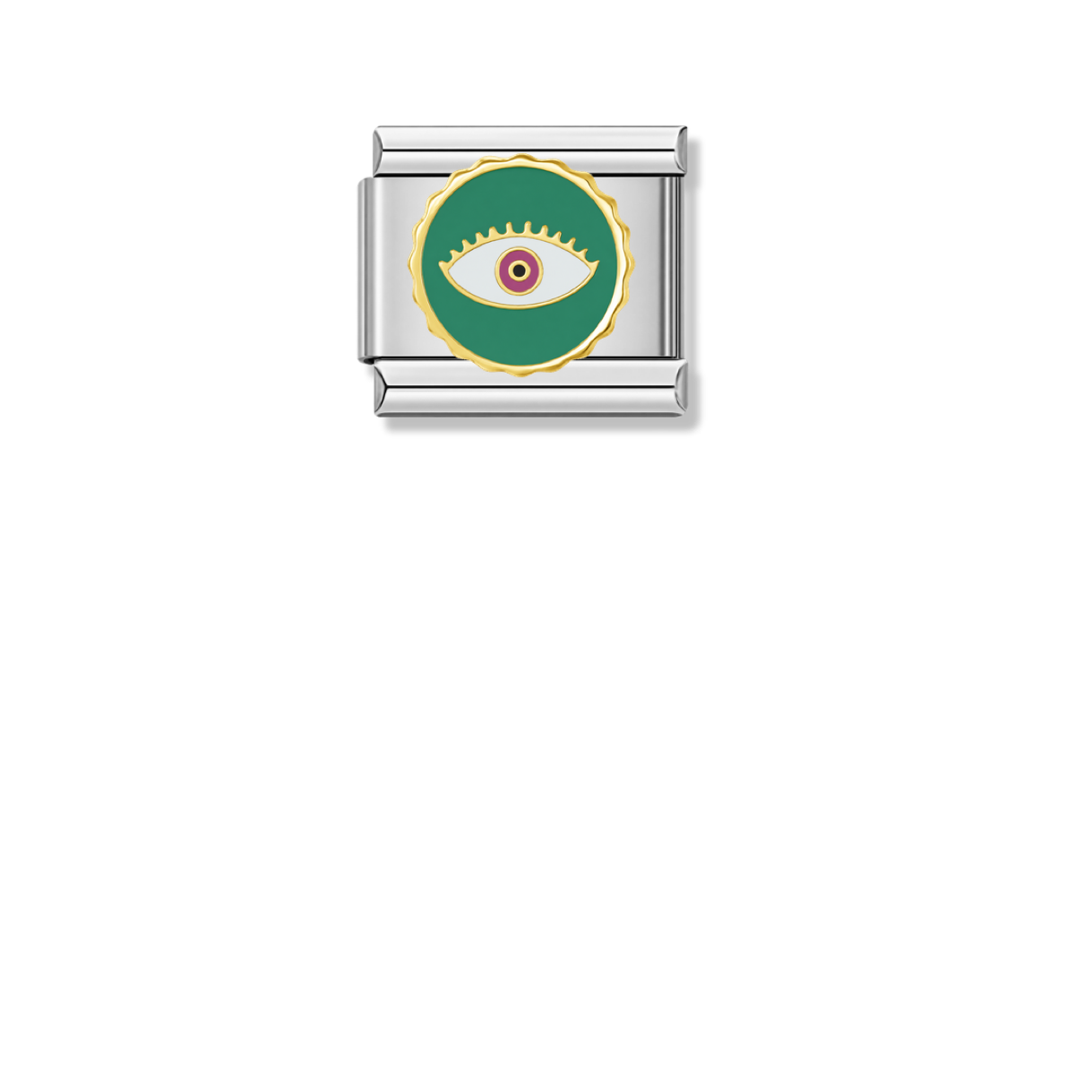 Green Round Eye – silver Italian charm by Italycharm
