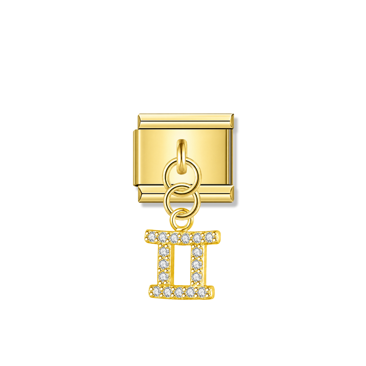 Gemini with CZ – Gold Italian Pendant Charm – Italian charm by Italycharm