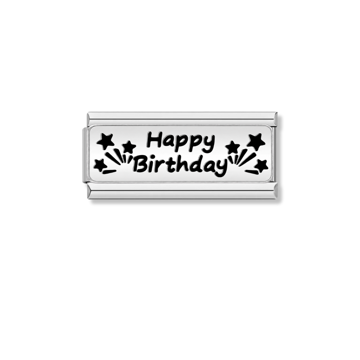 Happy Birthday – silver Italian bar charm by Italycharm