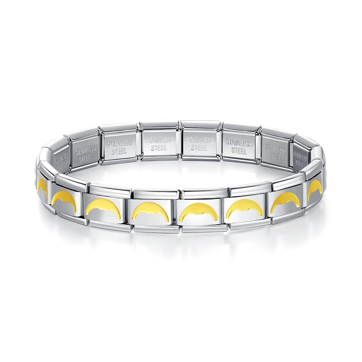 Classic Italian Bracelet with Gold Crescent Moon – Italian charm bracelet by Italycharm