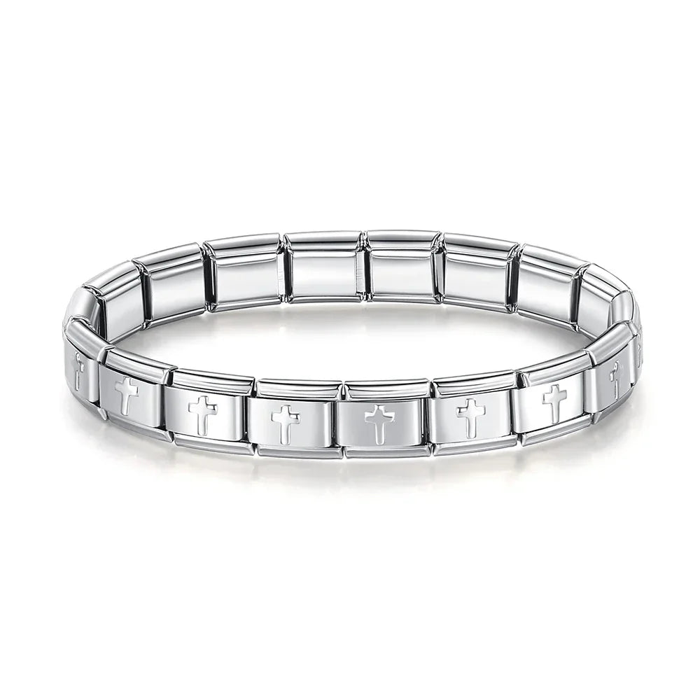 Classic Italian Bracelet with Silver Crosses – Italian charm bracelet by Italycharm