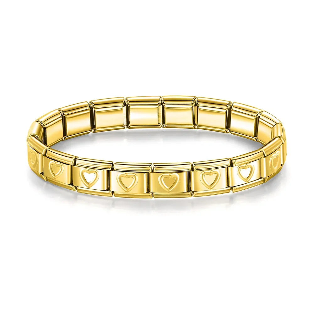 Classic Italian Bracelet with Gold Romance Hearts – Italian charm bracelet by Italycharm