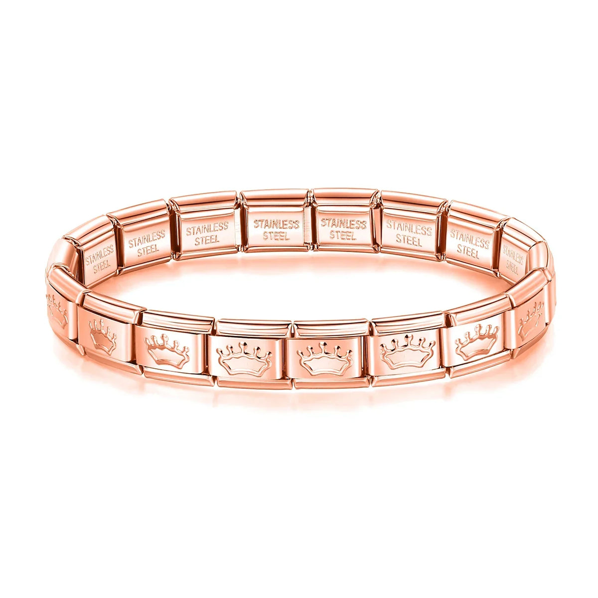 Classic Italian Bracelet with Rose Gold Crowns – Italian charm bracelet by Italycharm