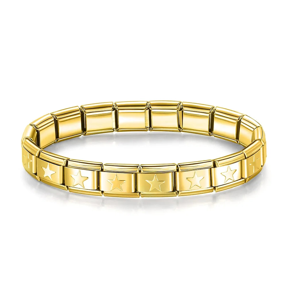 Classic Italian Bracelet with Gold Stars – Italian charm bracelet by Italycharm